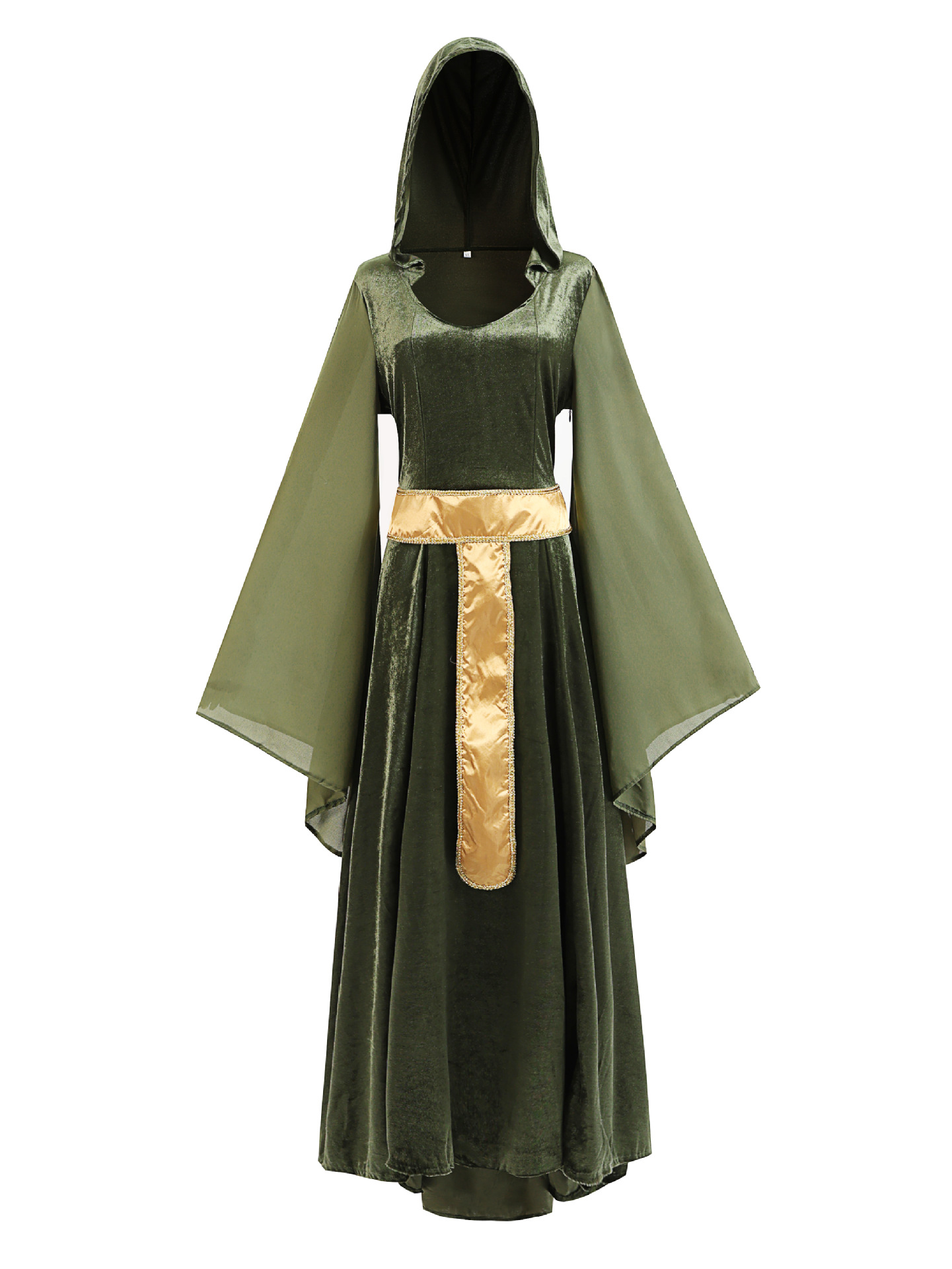 Women Medieval Hooded Dress Vintage Renaissance Witch Costume
